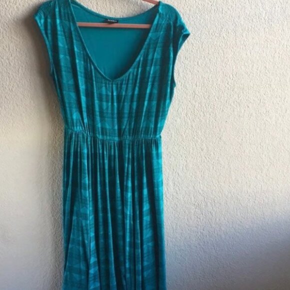 Torrid Teal Blue V-Neck Geo Print Jersey Skater Dress - Size 1 - Picture 4 of 4